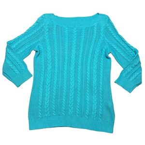Chaps Teal Cable Knit Sweater